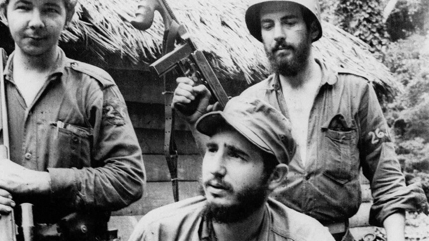 Fidel Castro with brother Raul and Camilo Cienfuegos