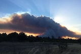 A smoke plume at sunset.