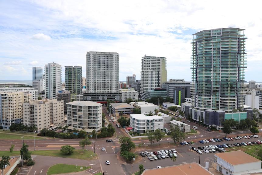 A group of residential towers in Darwin's CBD. 