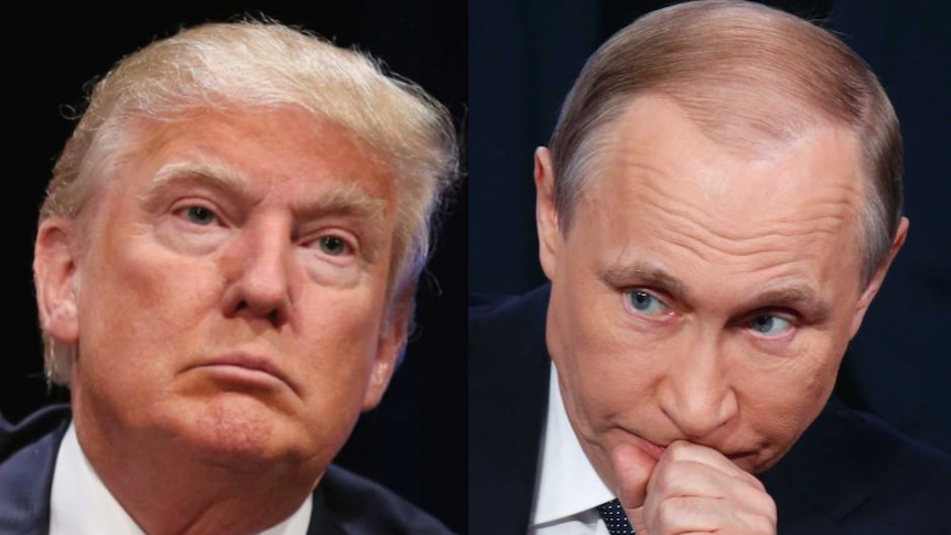 A composite image of Donald Trump and Vladimir Putin.