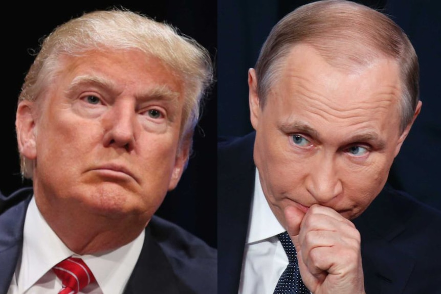 A composite image of Donald Trump and Vladimir Putin.