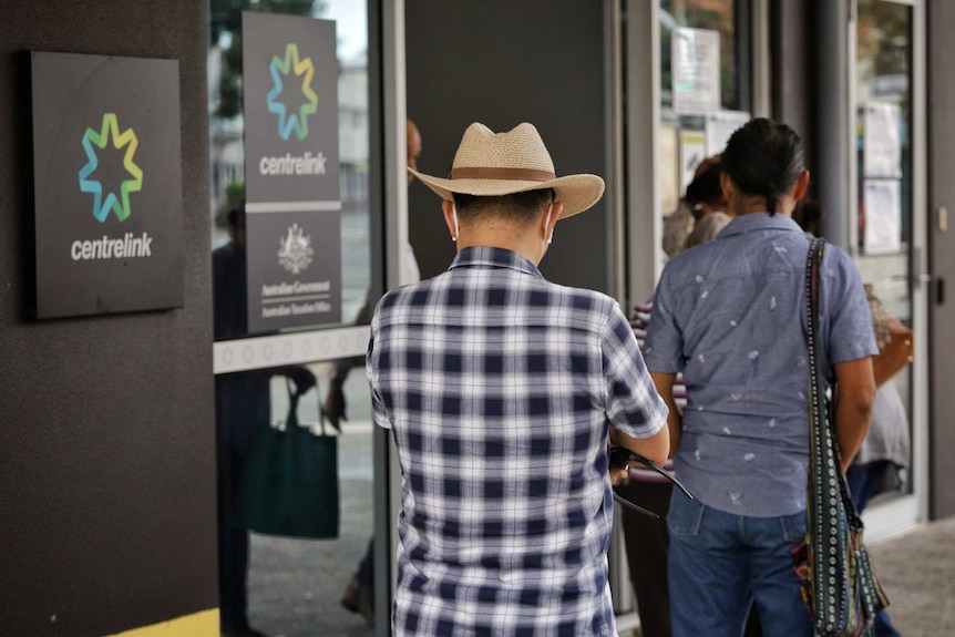 Queenslanders wait in line at Centrelink.