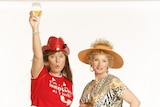 Jane Turner and Gina Riley in character as Kath and Kim.