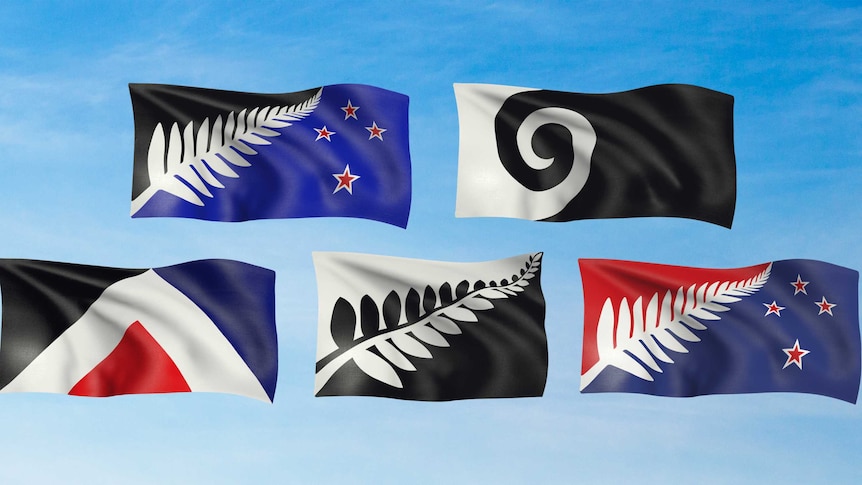 The five flag designs that eligible NZ voters will rank in the first binding postal referendum this year