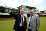 Diplomatic mission...John Howard and CA chairman Jack Clark check out the surroundings at Harara Sports Club.