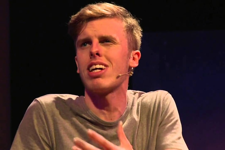 Harry Baker performing a poem at TEDx Exeter in 2014.