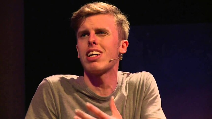 Harry Baker performing a poem at TEDx Exeter in 2014.
