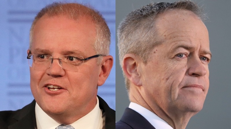 A photo composition of Scott Morrison and Bill Shorten