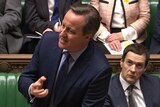British Prime Minister David Cameron as he addresses the House of Commons.