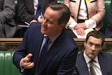 British Prime Minister David Cameron as he addresses the House of Commons.