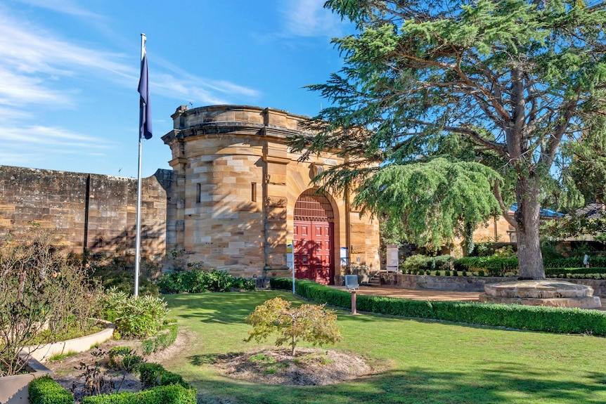 An old style building in a picturesque garden 