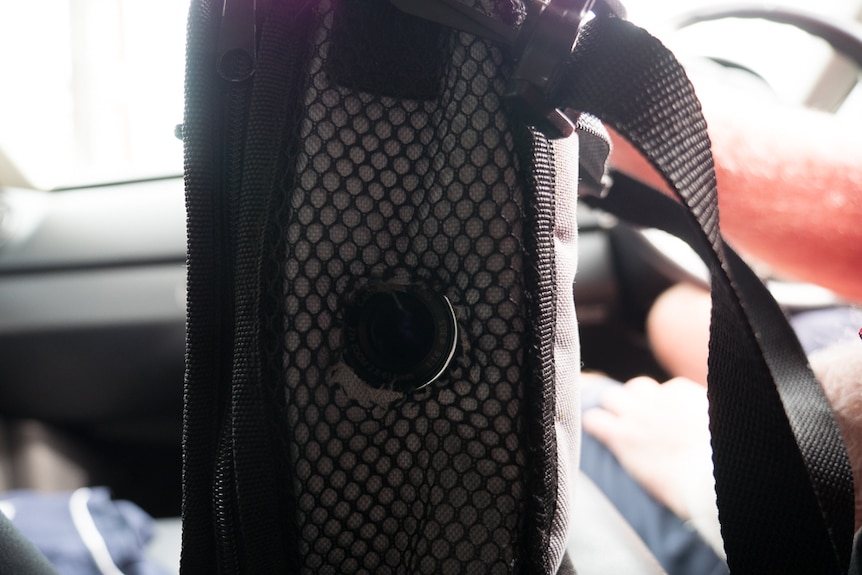 A video camera hidden inside a bag.