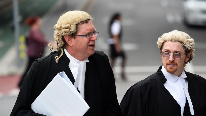 Defence lawyers for Brett Cowan Peter Davis QC (left) and Angus Edwards a