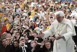 Pope Benedict addresses a youth rally crowd