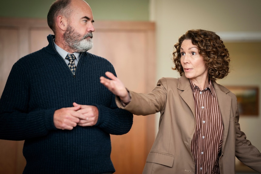 Kitty Flanagan and Marty Sheargold in season two of Fisk