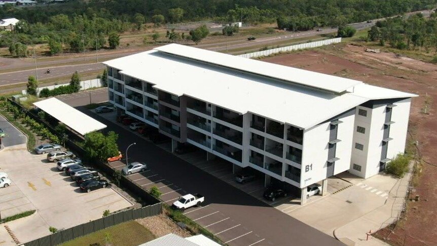 An aerial shot of a multi-story rental complex in Johnston.