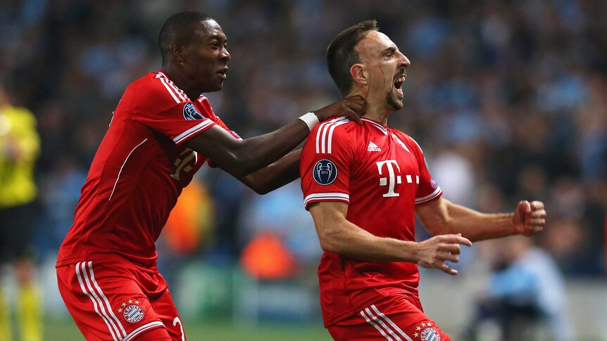 Ribery celebrates goal against Manchester City