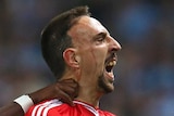Ribery celebrates goal against Manchester City