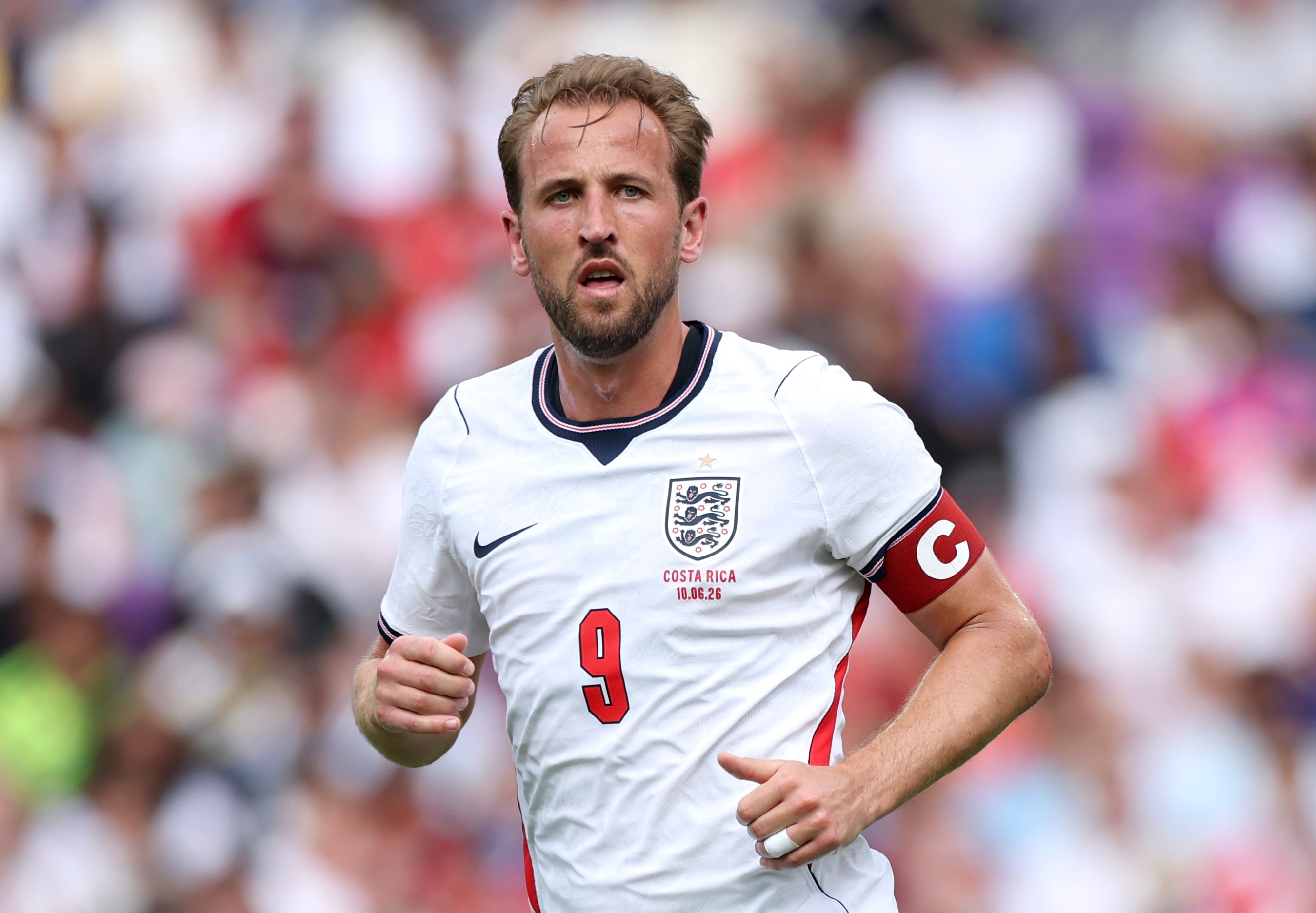 Harry Kane playing for England in a friendly against Costa Rica.