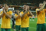 Socceroos celebrate win over Kuwait
