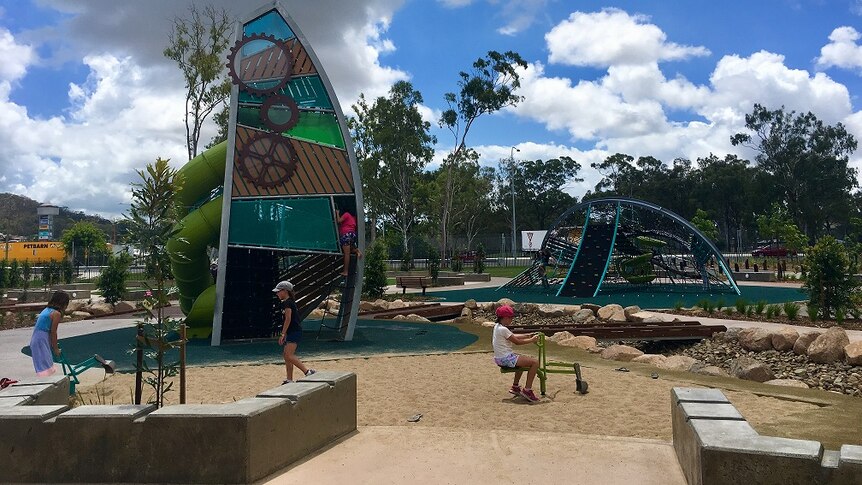 Children in a playground designed for people with sensory issues.