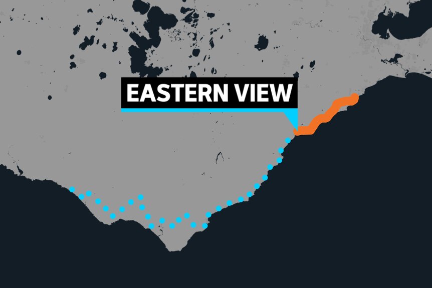 A map showing where Eastern View sits on the eastern side of the Great Ocean Road.