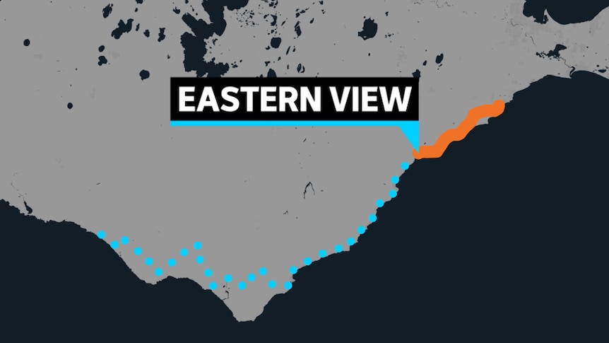A map showing where Eastern View sits on the eastern side of the Great Ocean Road.