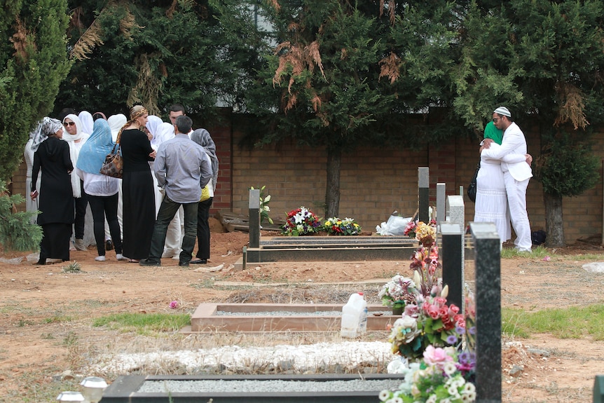 Mourners gathered at the Al-Khalil mosque to pay their respects to Giovanni Focarelli.
