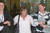 Catherine Smith with supporters outside Sydney's District Court.