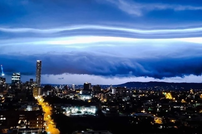 Storm over Brisbane's west from Fortitude Valley on May 11, 2021