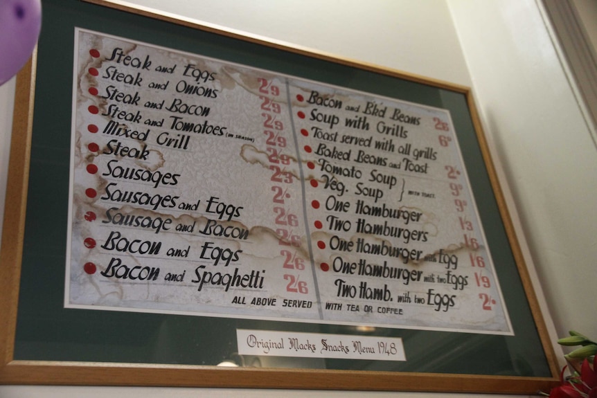 An old cafe menu from 1948.