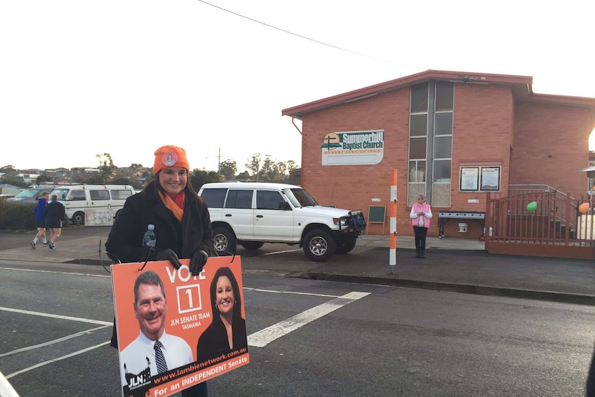 Jacqui Lambie at the polling booth