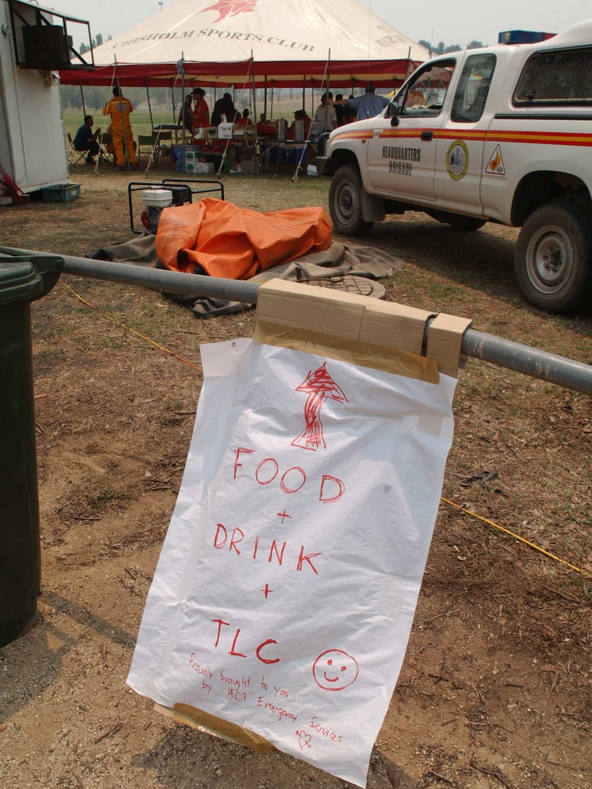 Refreshments area for firefighters in Curtin.