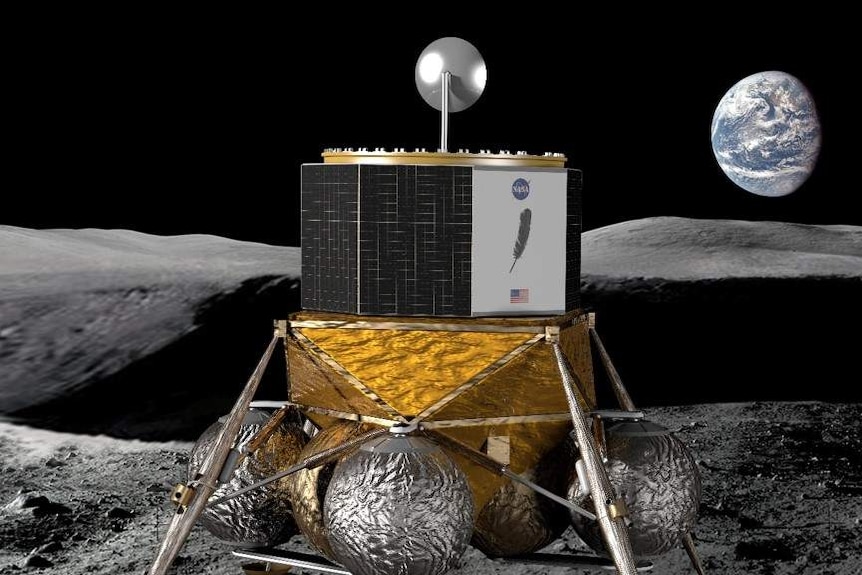 An artist's impression of a Blue Origin lunar lander on the Moon.