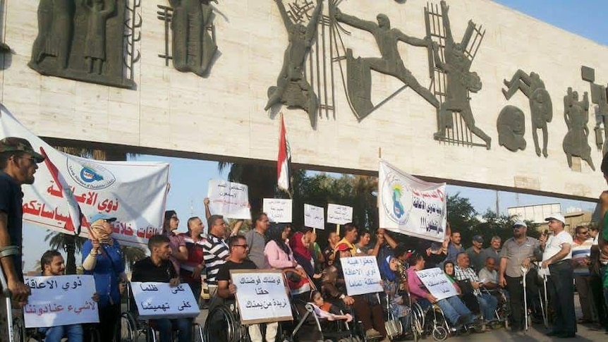 People with disabilities are among those who have been protesting in Baghdad.