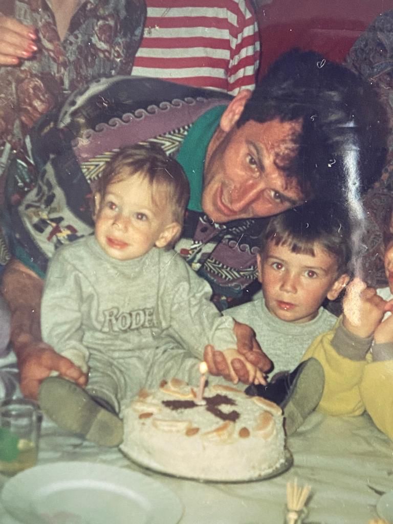 Miloš Degenek (left) with his father Dušan and his older brother Đorđe