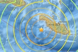 USGS Map showing the earthquake off Makira in Solomon Islands