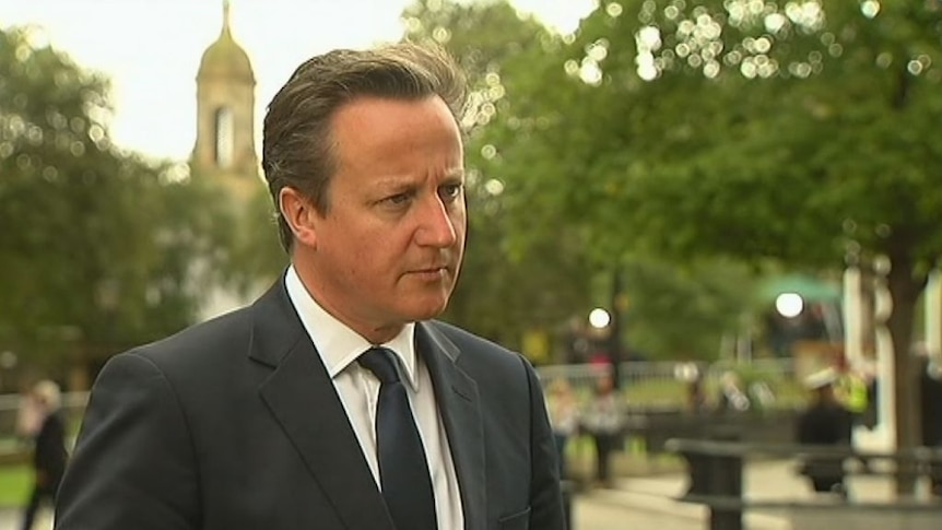British prime minister David Cameron speaks to the ABC in Glasgow