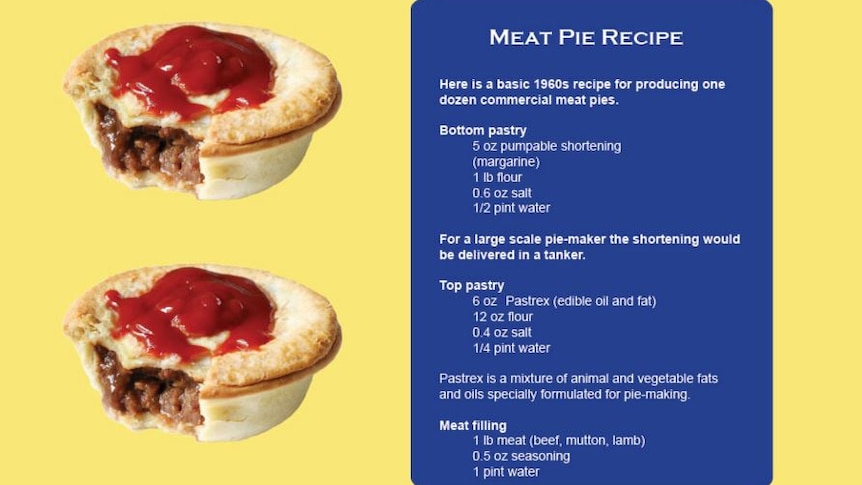 Commercial meat pie recipe circa 1960