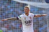 Perth Glory's Andy Keogh celebrates his A-League goal against Sydney FC on February 13, 2016.