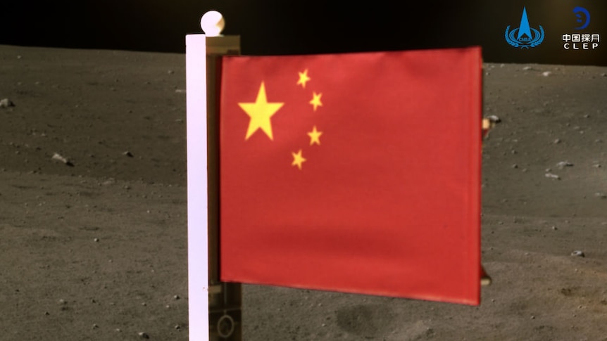 Chinese flag on moon