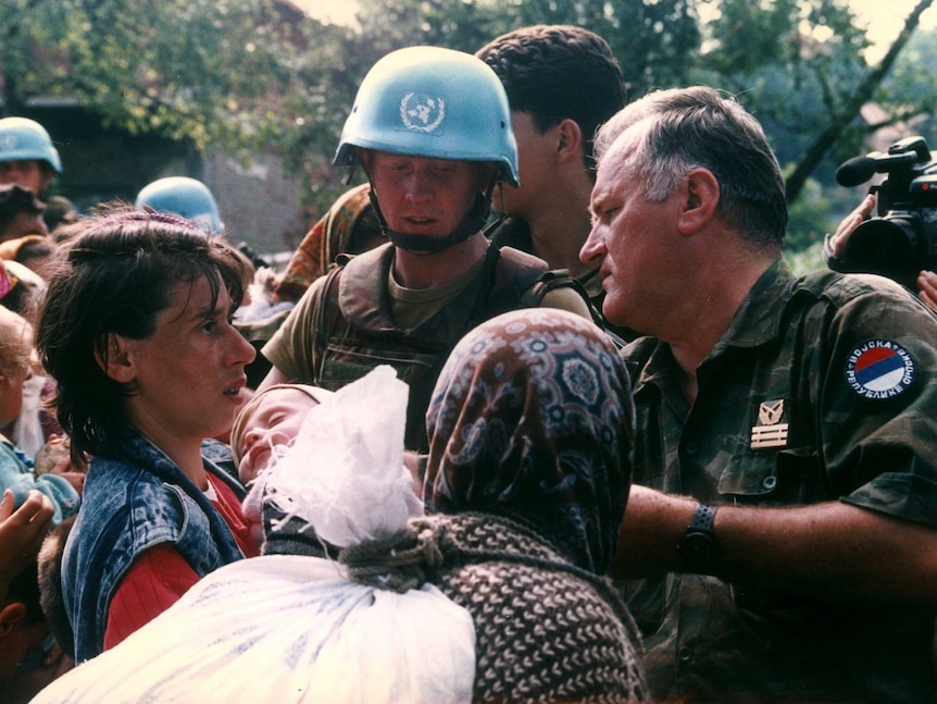 General Ratko Mladic with his Serbian army in Srebrenica, Yugoslavia on July 12, 1995.