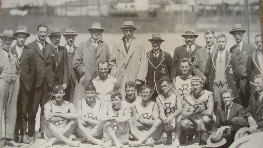 Rowing team, the cods, after winning the Olympic test race in 1924.