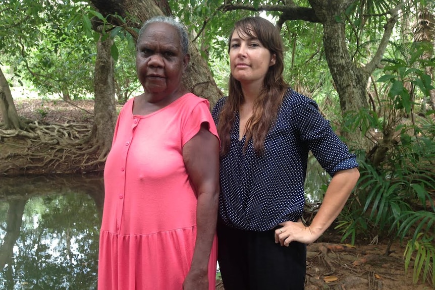 Garawa elder Nancy McDinny with former NT Environment Centre campaigner Lauren Mellor.
