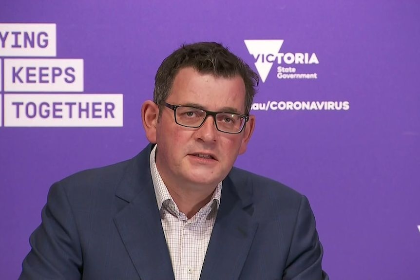 Premier Daniel Andrews at the daily press conference.