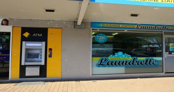 An image of a CBA ATM next to a laundrette in Sunshine, Victoria.