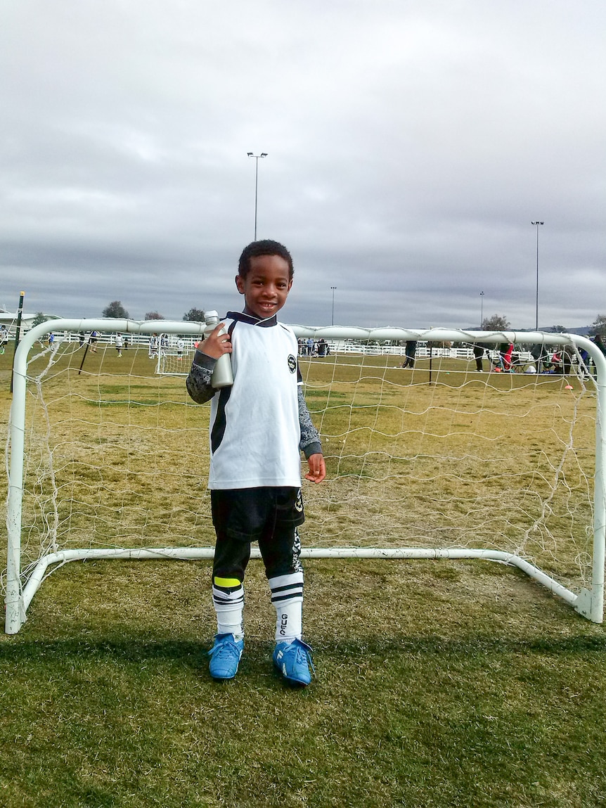 Kingsley Omosigho's son Simeon playing soccer