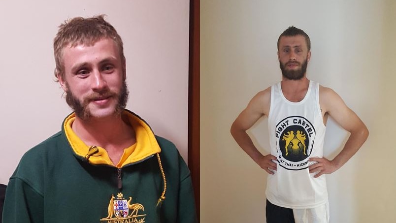 Two photos of Jeremy Boyden with blonde hair and a beard.