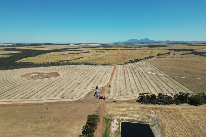 Drone shot of cropping farm in Western Australia.
