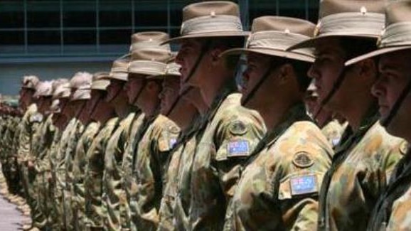 Army Reserve soldiers from 8th Brigade at the farewell parade for Operation ANODE to the Solomon Islands in November 2012.